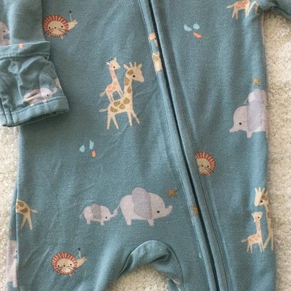 Angel Dear 2-way blue green zipper footie with animals - Picture 2 of 2